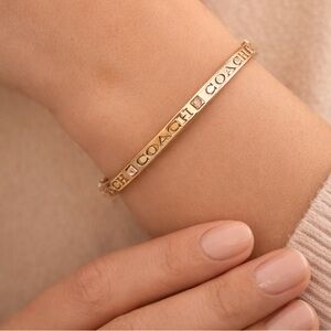 Coach Signature Goldtone Bracelet w/Pink Crystals NWT